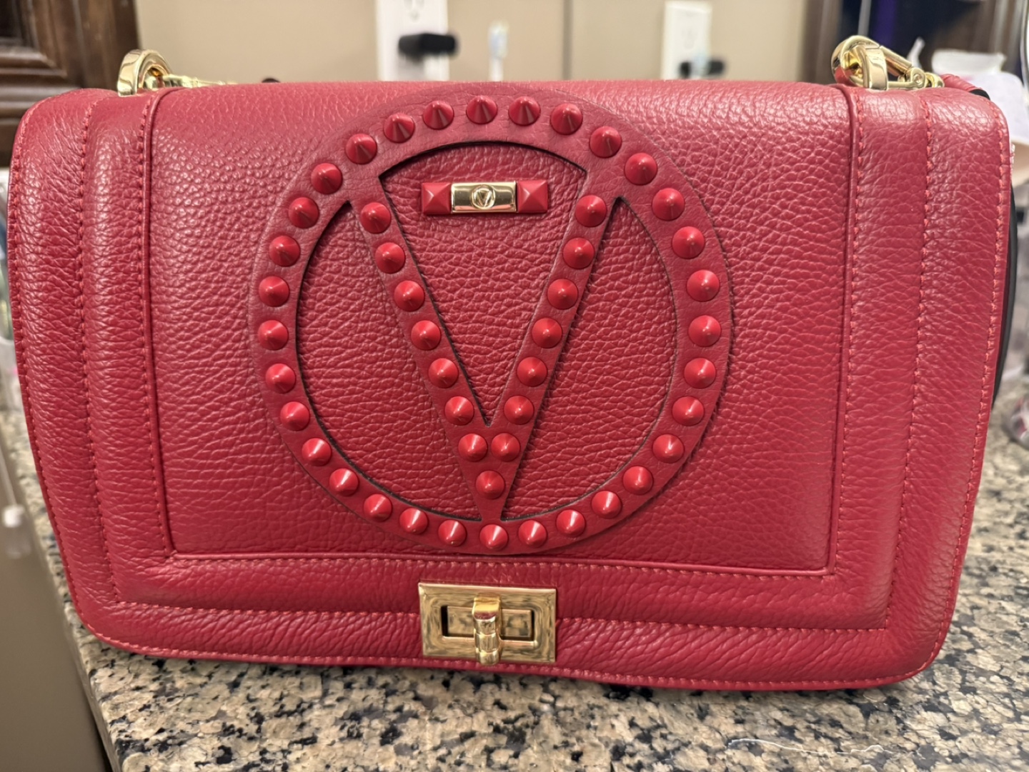 Valentino Bags Alice Rock Red Leather Shoulder Bag