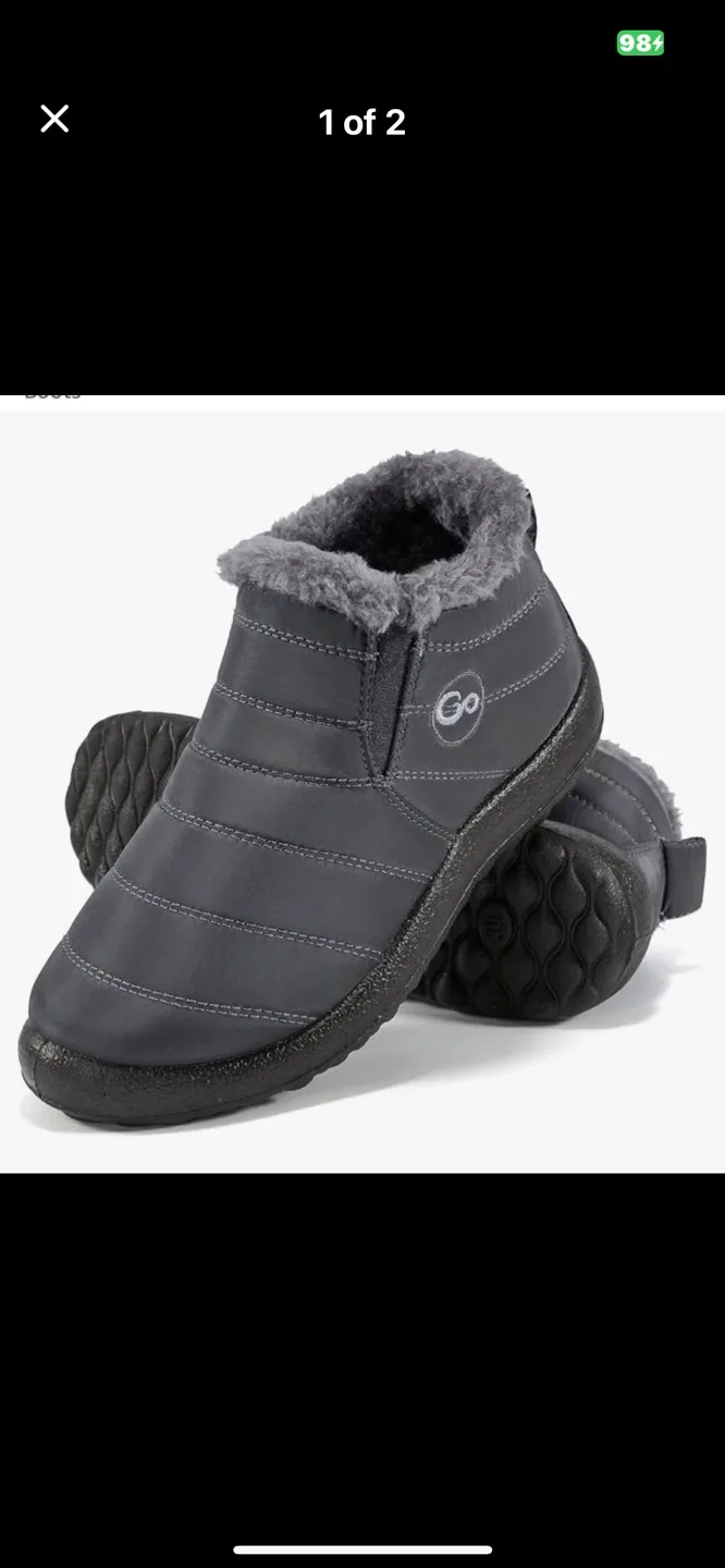 Women's Grey and navy blue and maroon Winter Boots Size 9 and 10 thumbnail