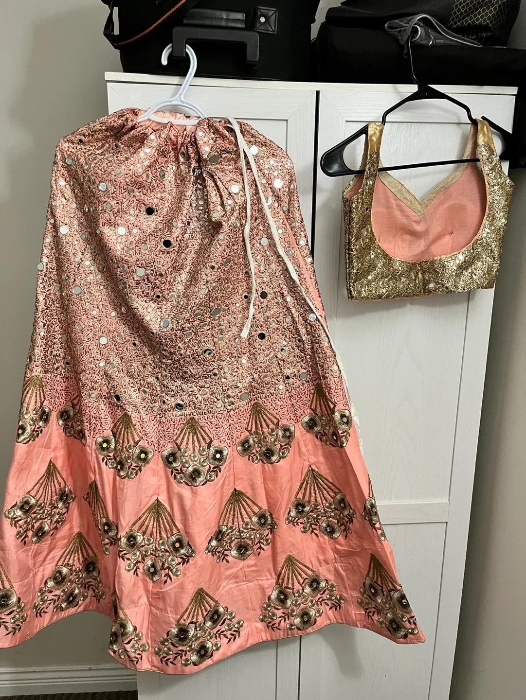 Peach and Gold Embroidered Lehenga Choli image indicator(2)