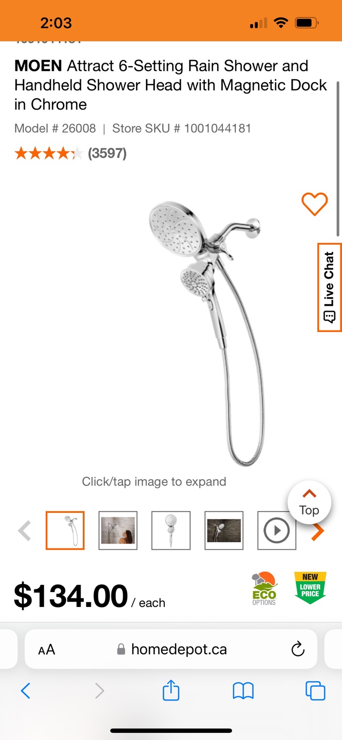 Moen 6 Setting Rain Shower Head - photo 2