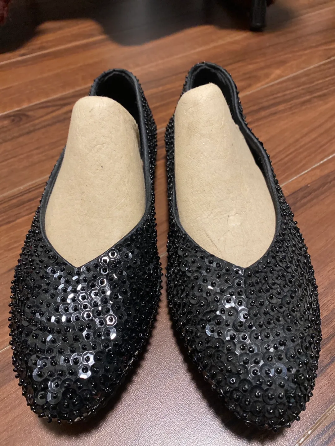 Sequinned Black Ballet Flats thumbnail