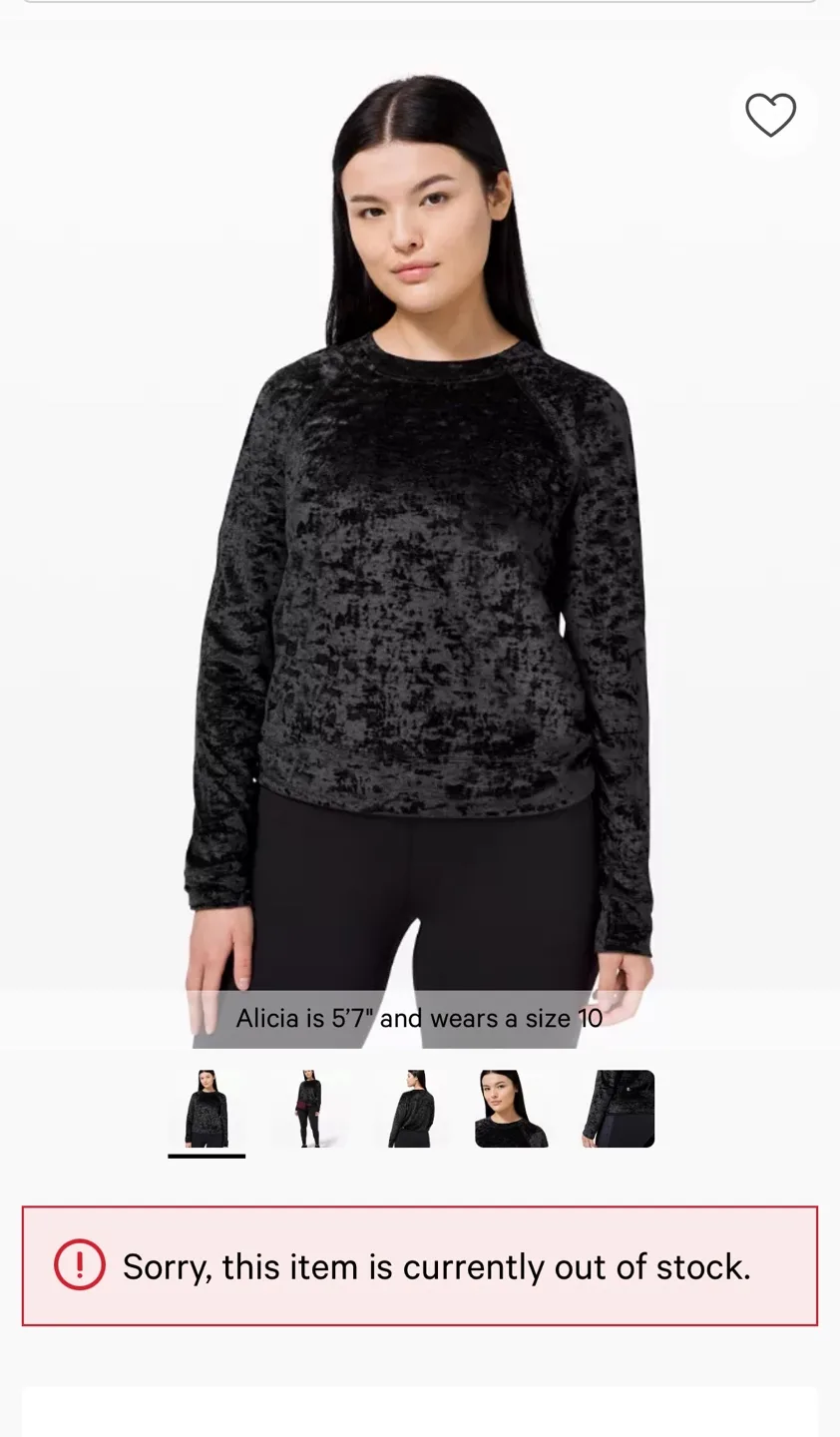 Lululemon black crushed velvet sweater size 8 image indicator(4)