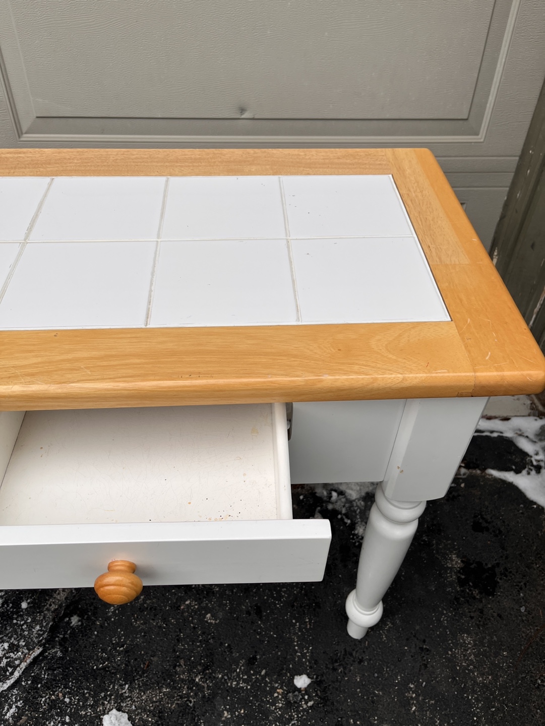 White Console Table with Tile Top - photo 2