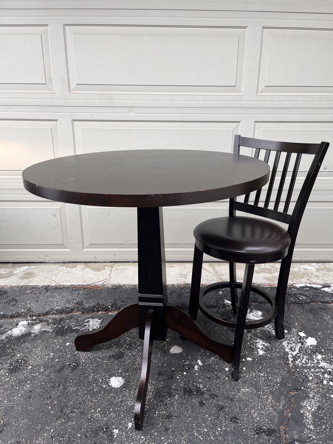 Dark Brown Pub Table and Stool Set
