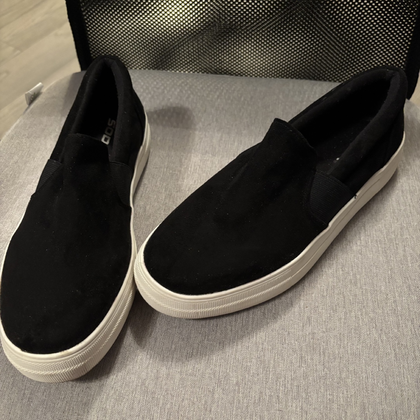 Black Suede Slip-On Sneakers