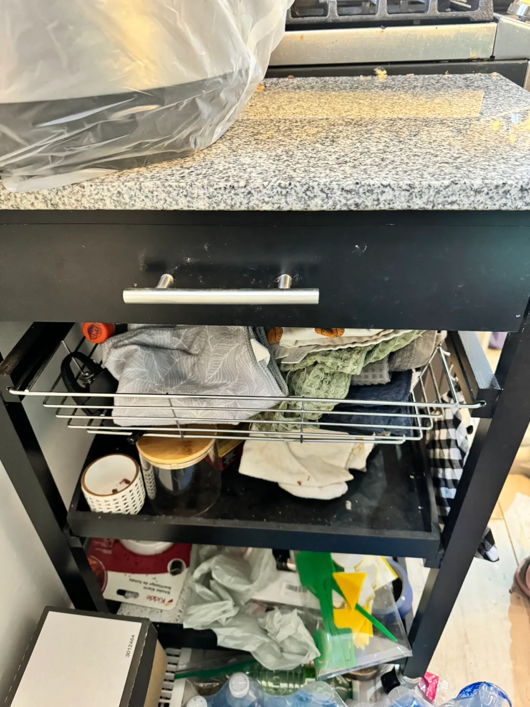 Black Kitchen Cart with Granite Top image indicator(2)