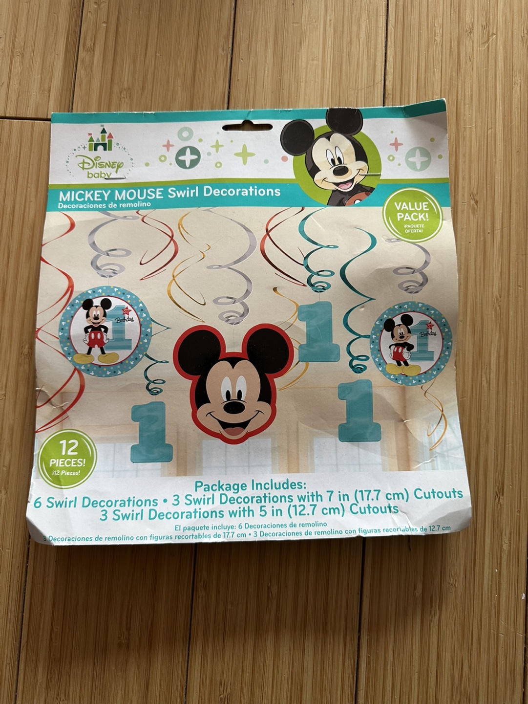 Brand New Mickey Mouse 1st Birthday Decorations - 12 pieces