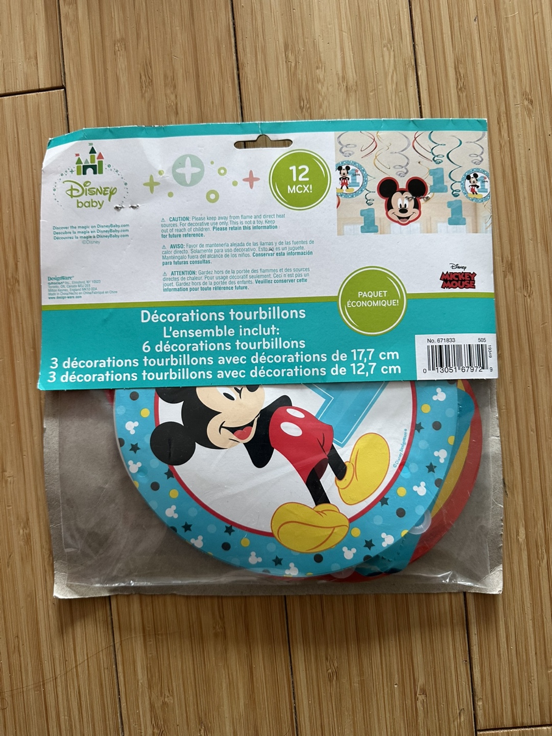 Brand New Mickey Mouse 1st Birthday Decorations - 12 pieces - photo 2