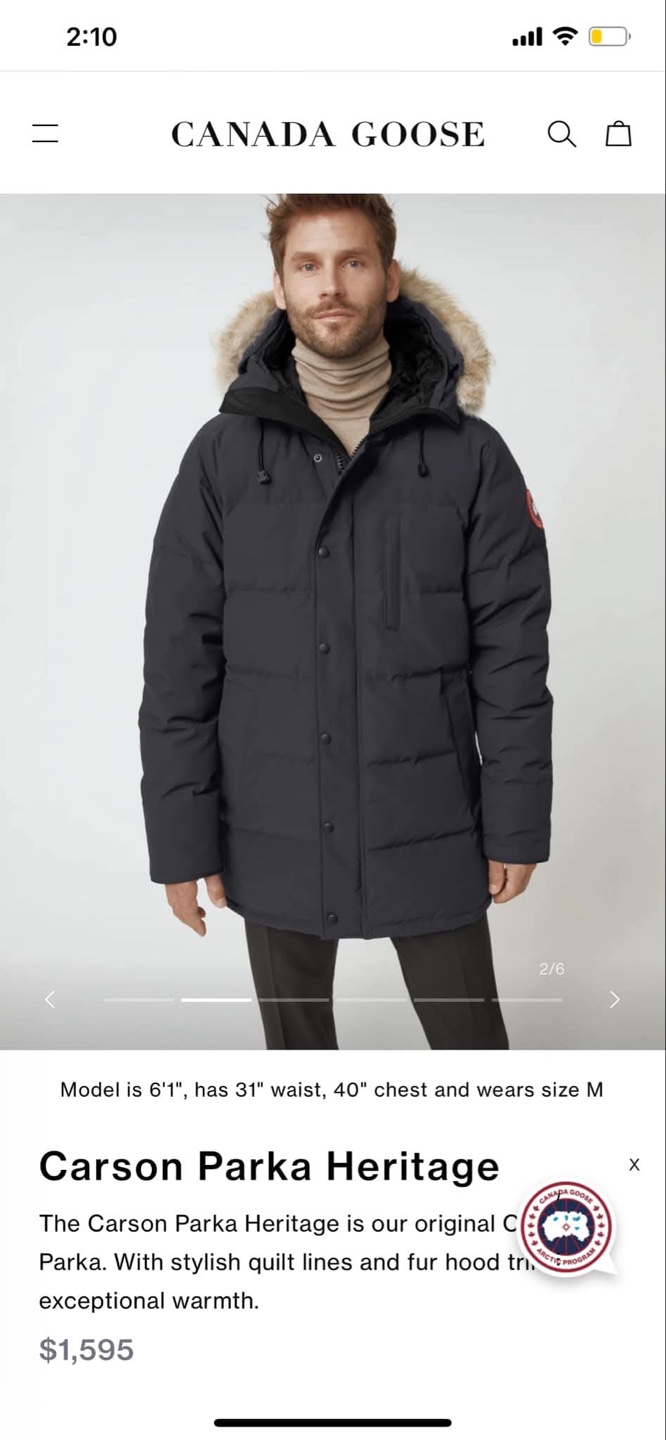 Canada Goose Carson Parka Heritage - Men's Size M - photo 2