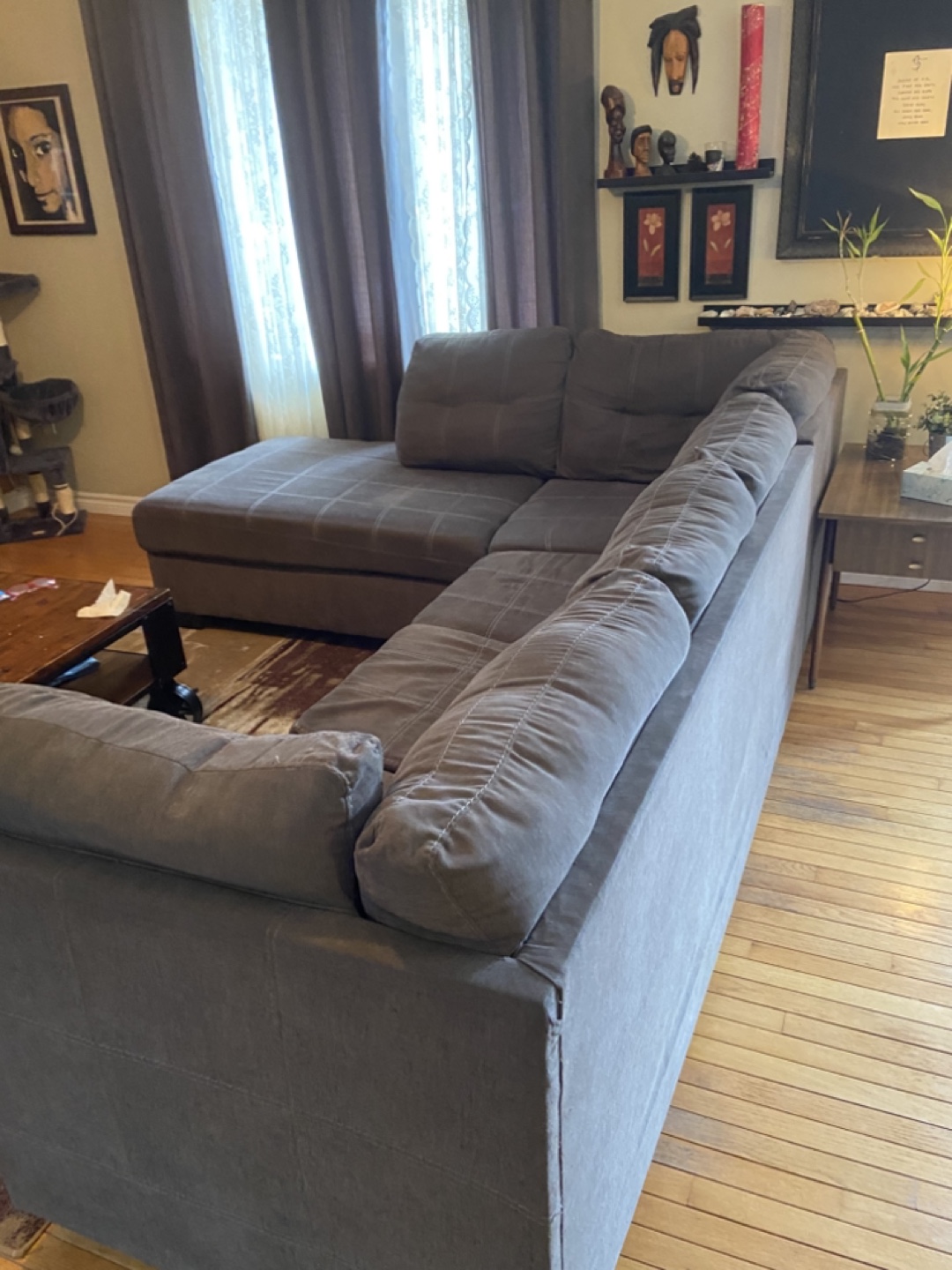 Dark Grey L-Shaped Sectional Sofa - photo 4