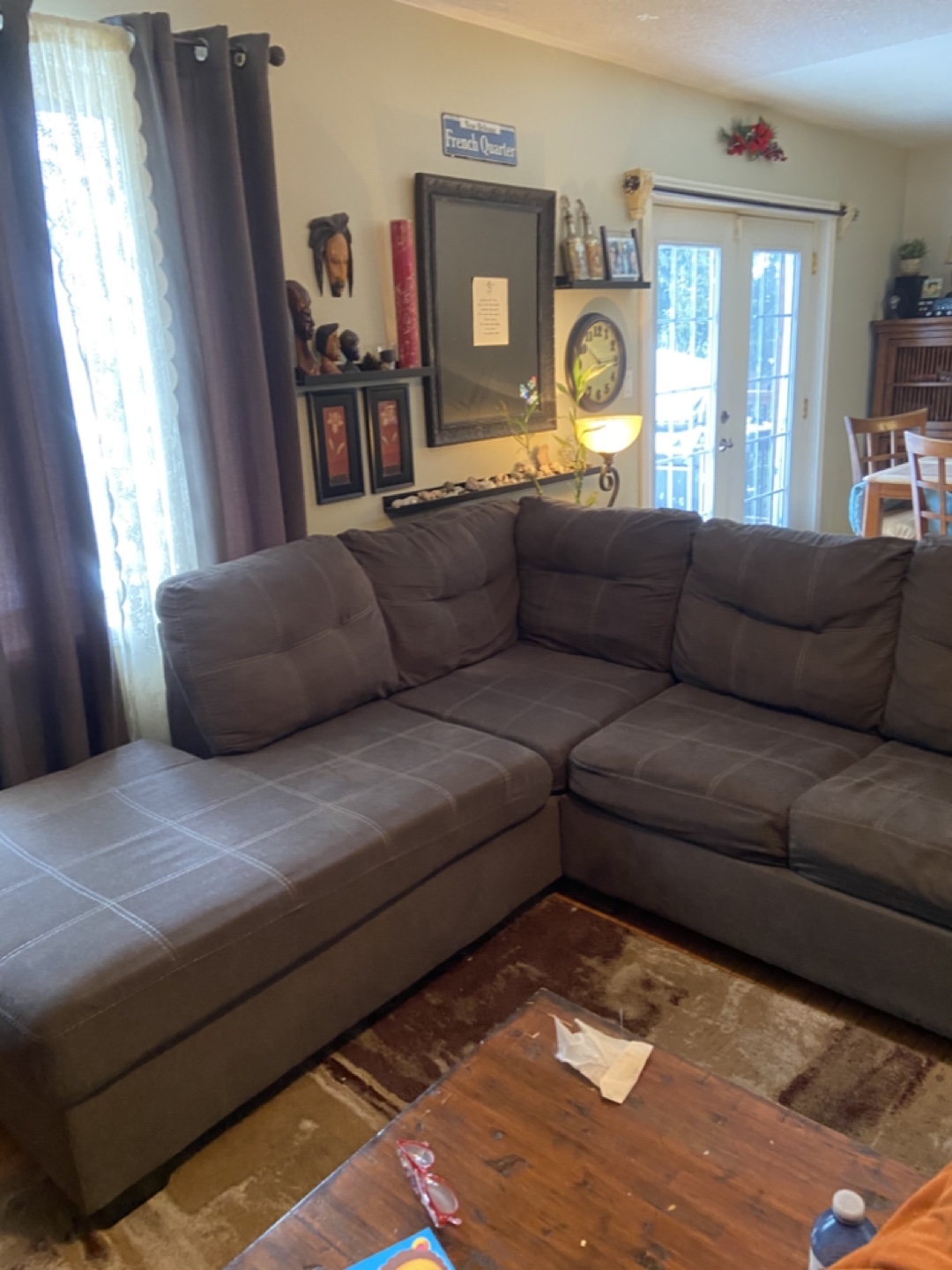 Dark Grey L-Shaped Sectional Sofa - photo 2