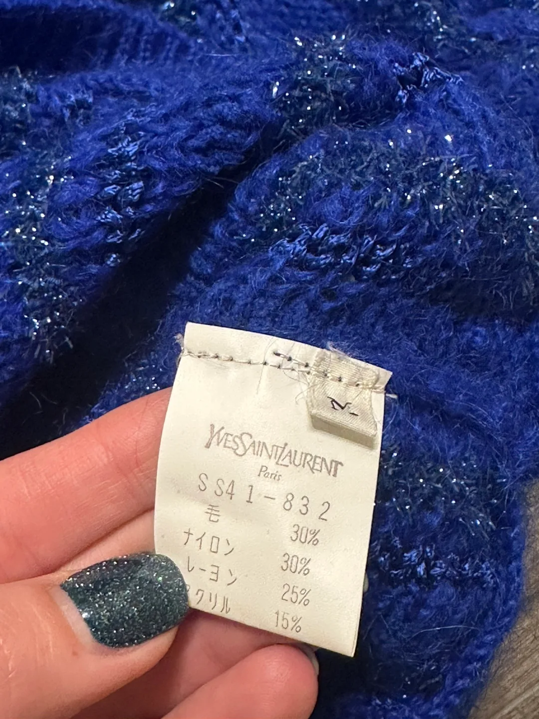 Authentic Yves Saint Laurent Mohair Sweater Vintage Blue image indicator(5)