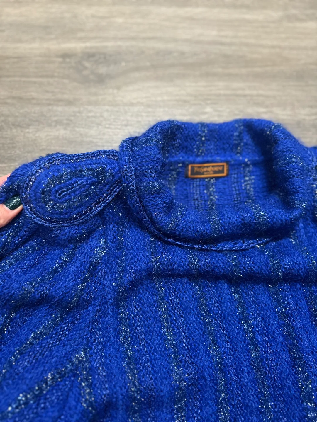 Authentic Yves Saint Laurent Mohair Sweater Vintage Blue image indicator(9)