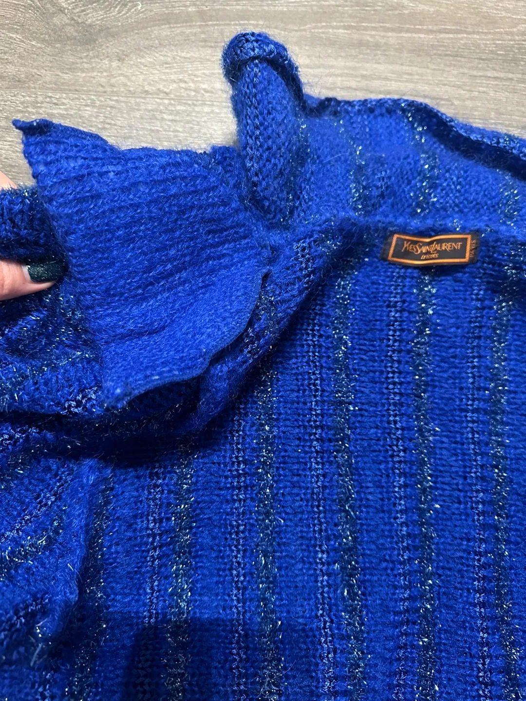 Authentic Yves Saint Laurent Mohair Sweater Vintage Blue image indicator(10)