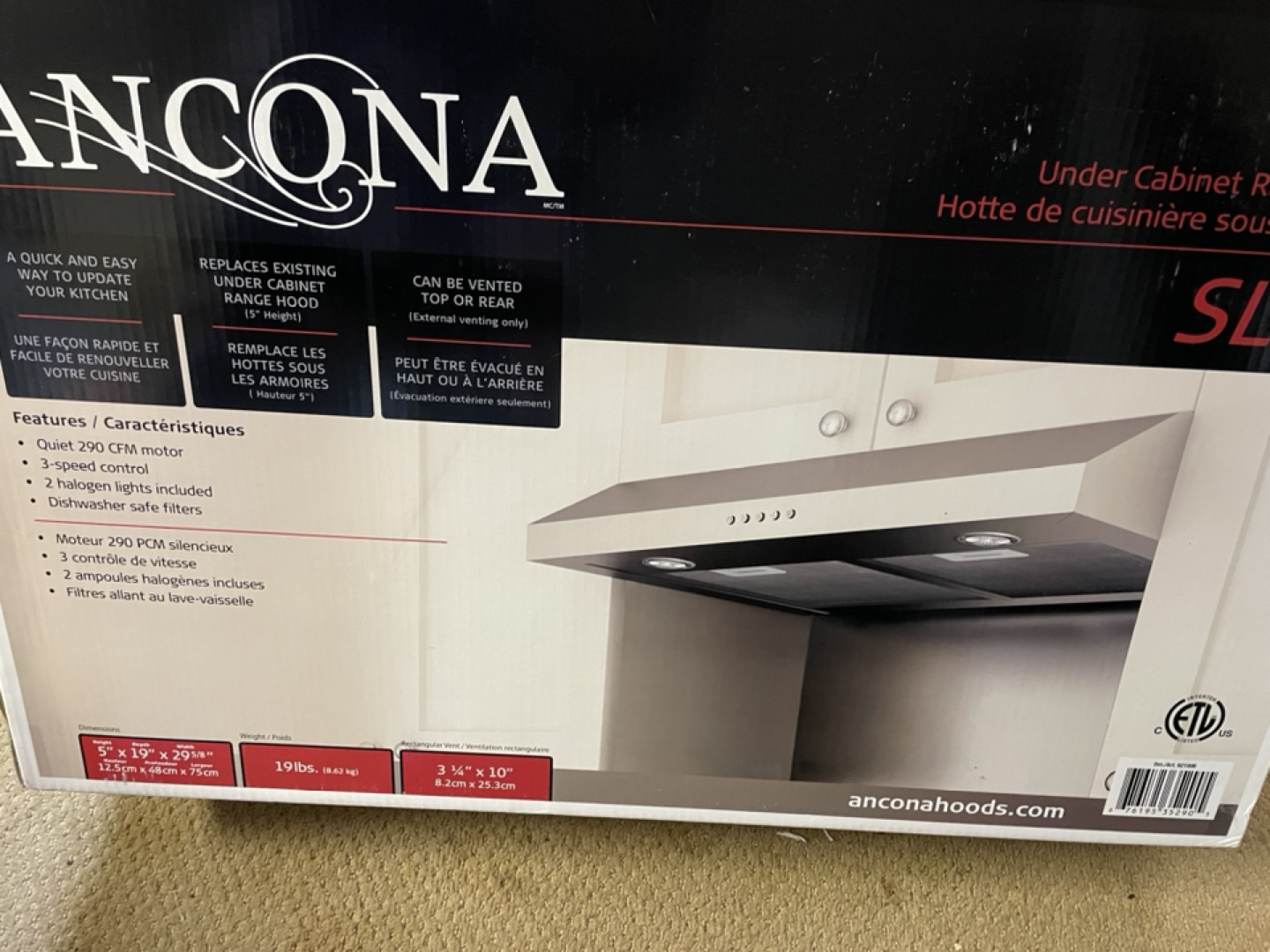Ancona Slim Under Cabinet Range Hood - photo 2