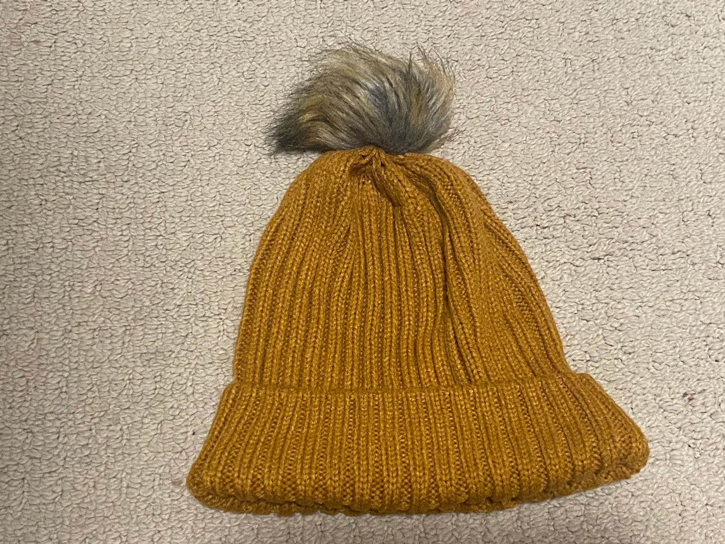 Mustard Yellow Knit Beanie with Pom Pom image indicator(3)