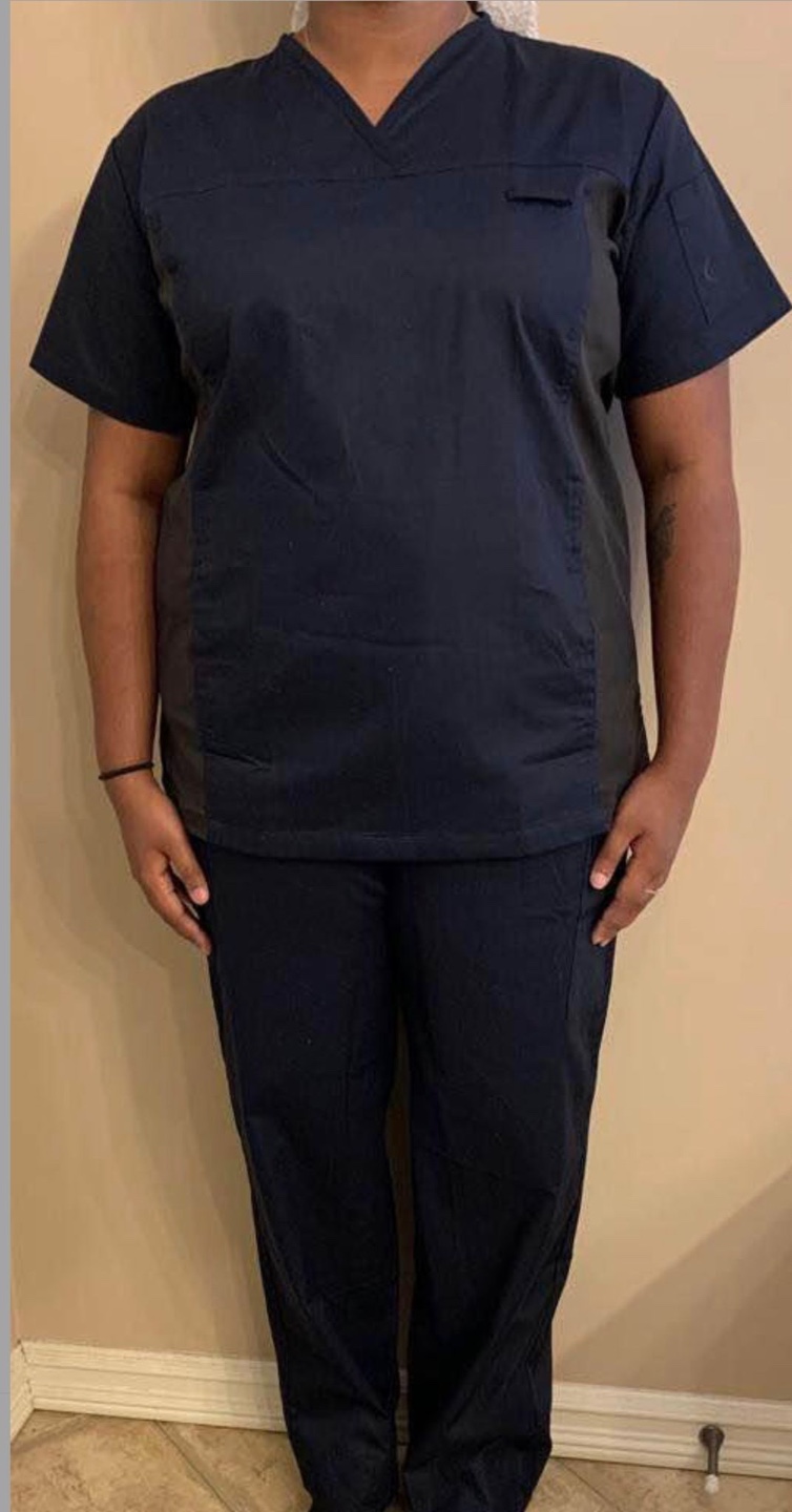 Women's Size L and XL  Scrubs Set - Navy and Grey - photo 4