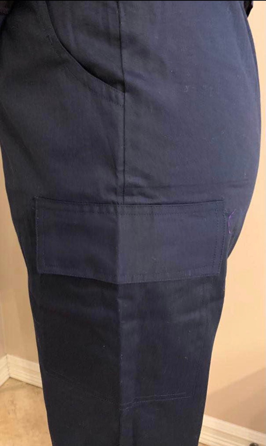 Women's Size L and XL  Scrubs Set - Navy and Grey