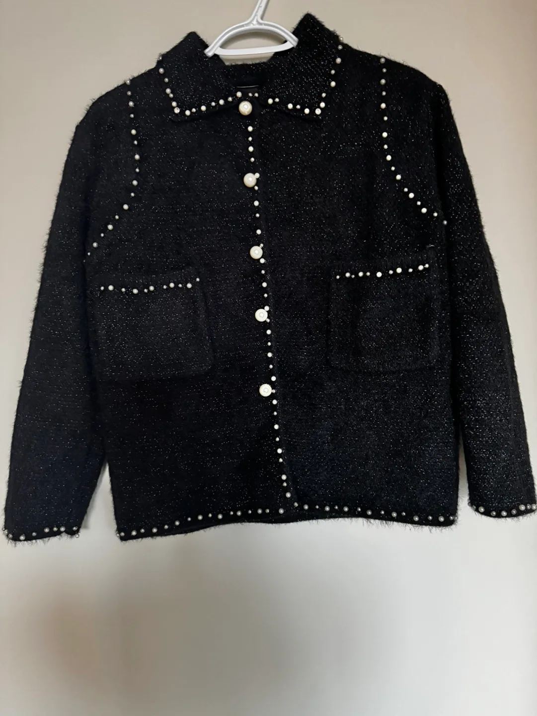 Lady Alice black Pearl Embellished Cardigan Sweater image indicator(2)