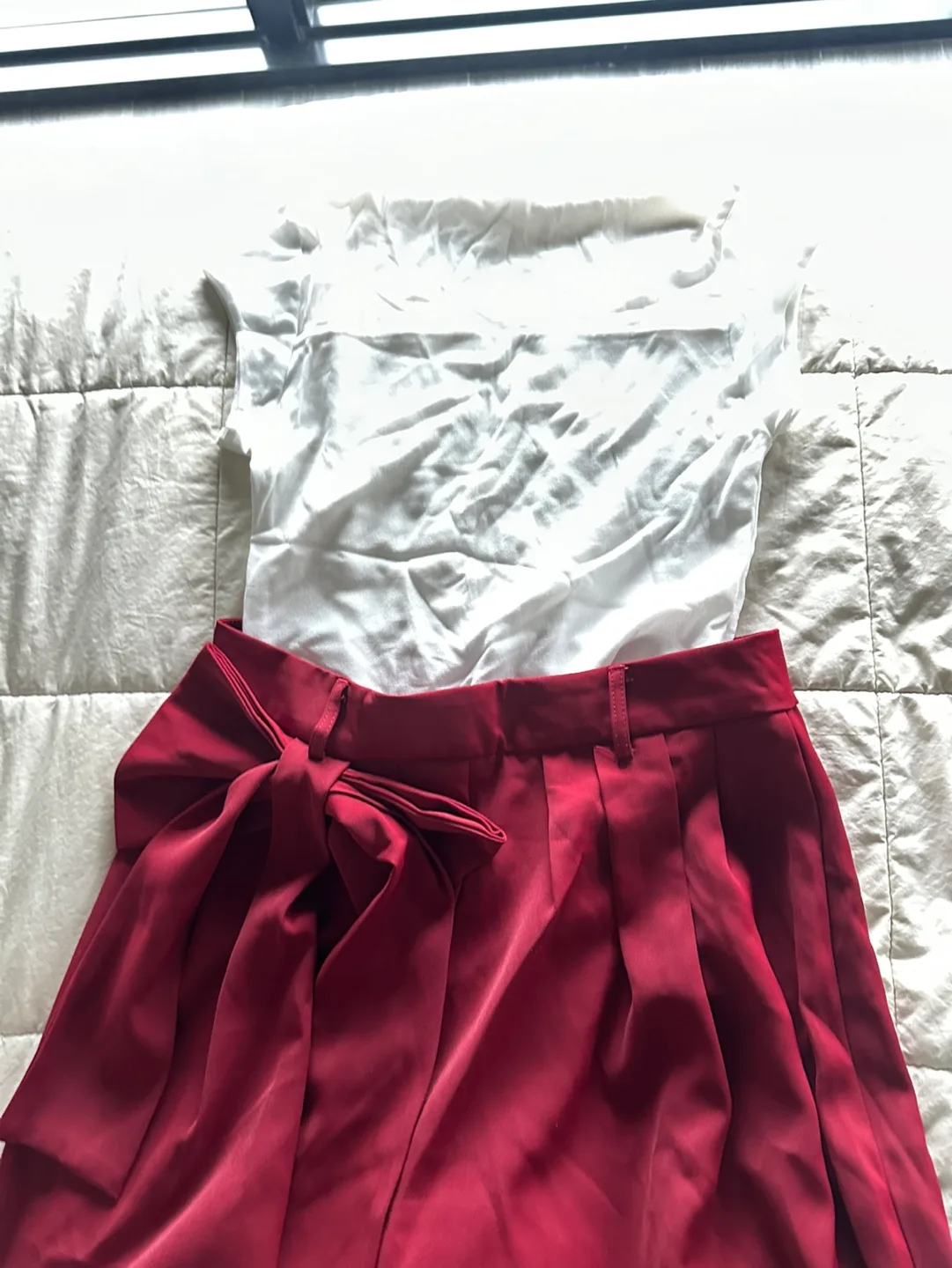 Adorable Two-Piece Set:  Top and Burgundy Culotte Pants image indicator(4)