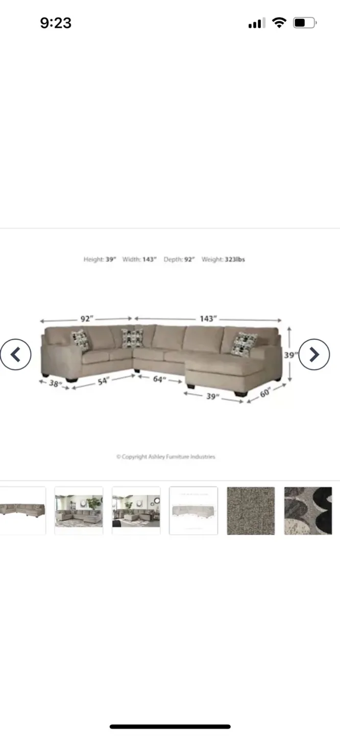 [MUST GO TODAY] Ashley Furniture Sectional Grey Sofa image indicator(3)