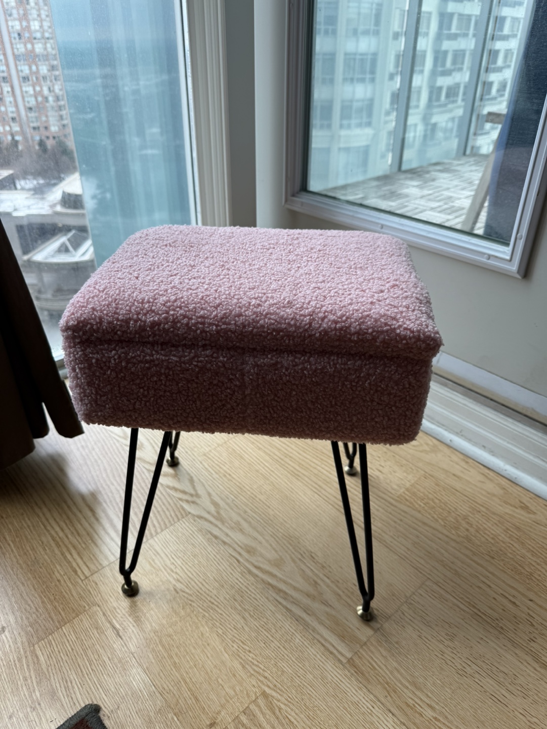 Pink Fuzzy Storage Ottoman - photo 2