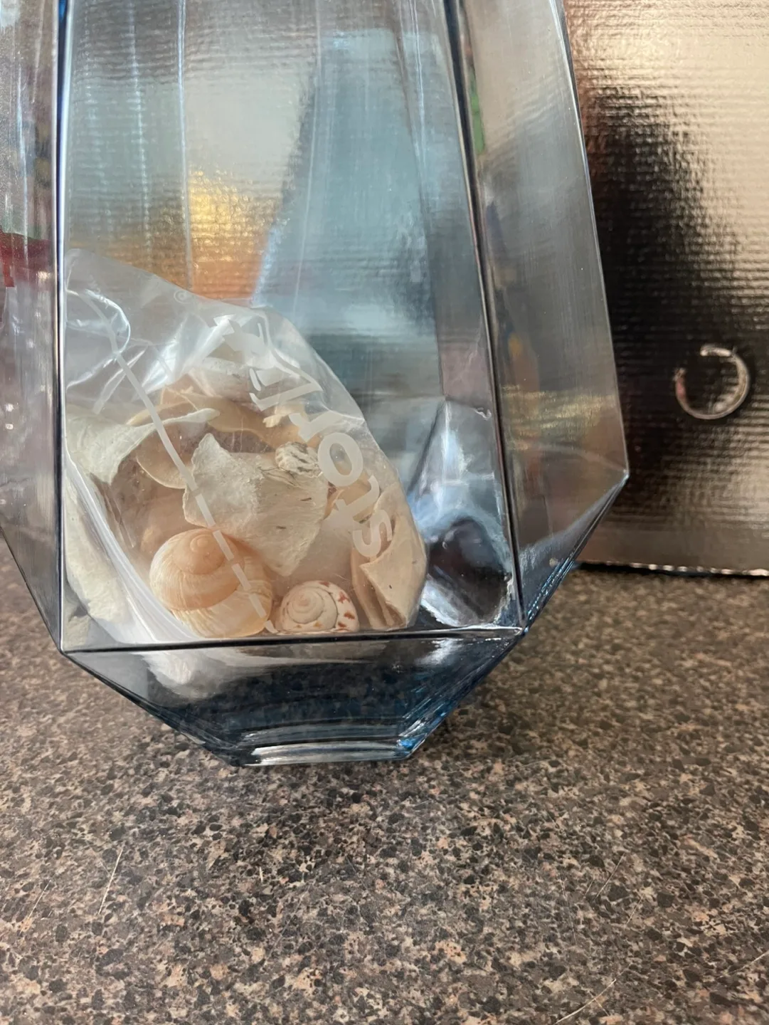 Geometric Glass Vase with Seashells image indicator(5)