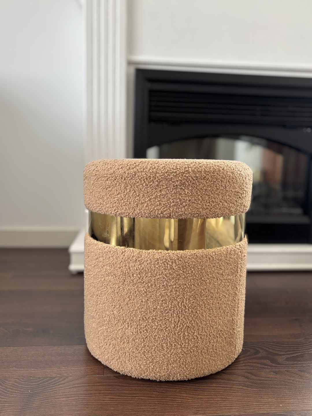 Beige peachy color ,Gold Accent Stool