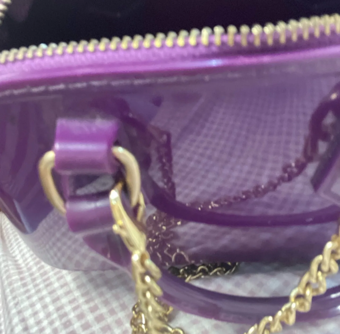 Purple Jelly Mini Bag with Gold Chain Strap 🏈 image indicator(2)