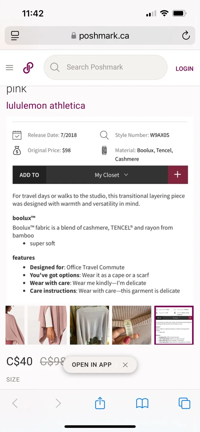 Lululemon Forward Flow Cape - Pink - One Size image indicator(6)
