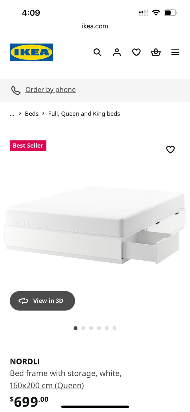 IKEA NORDLI Queen Bed Frame with Storage - White