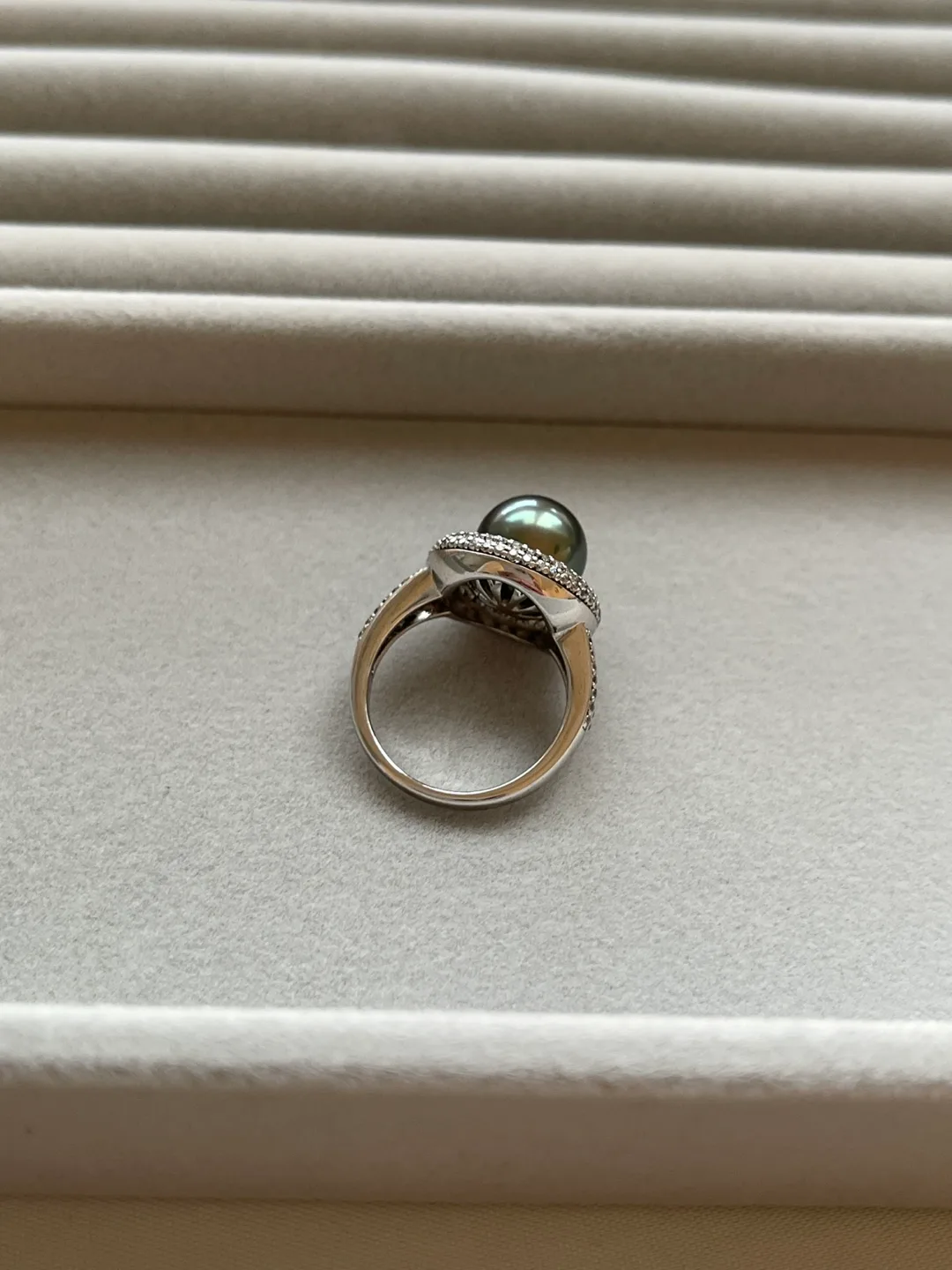 Elegant Tahitian Black Pearl CZ Silver Ring 🏈 image indicator(6)