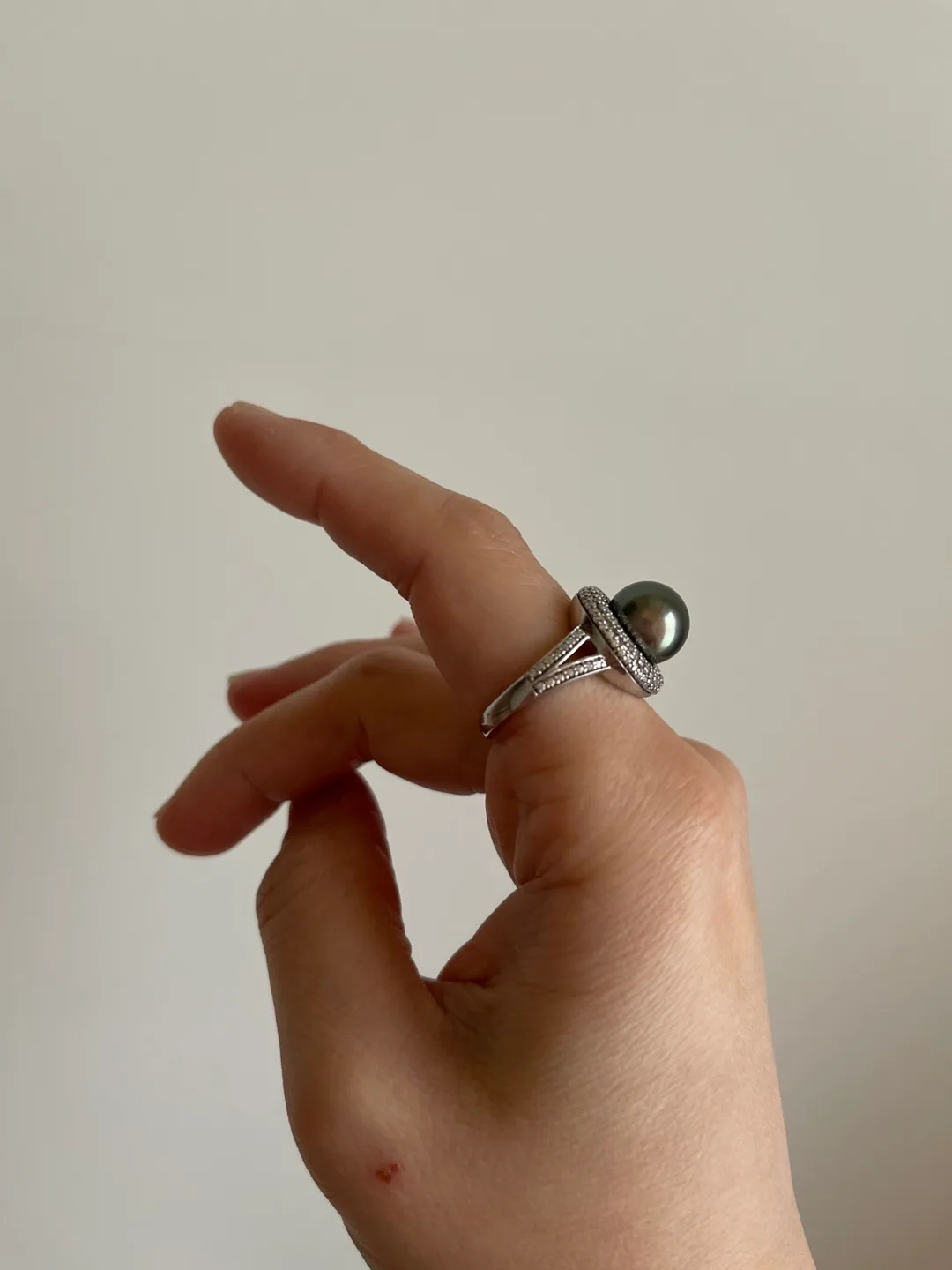 Elegant Tahitian Black Pearl CZ Silver Ring 🏈 image indicator(9)