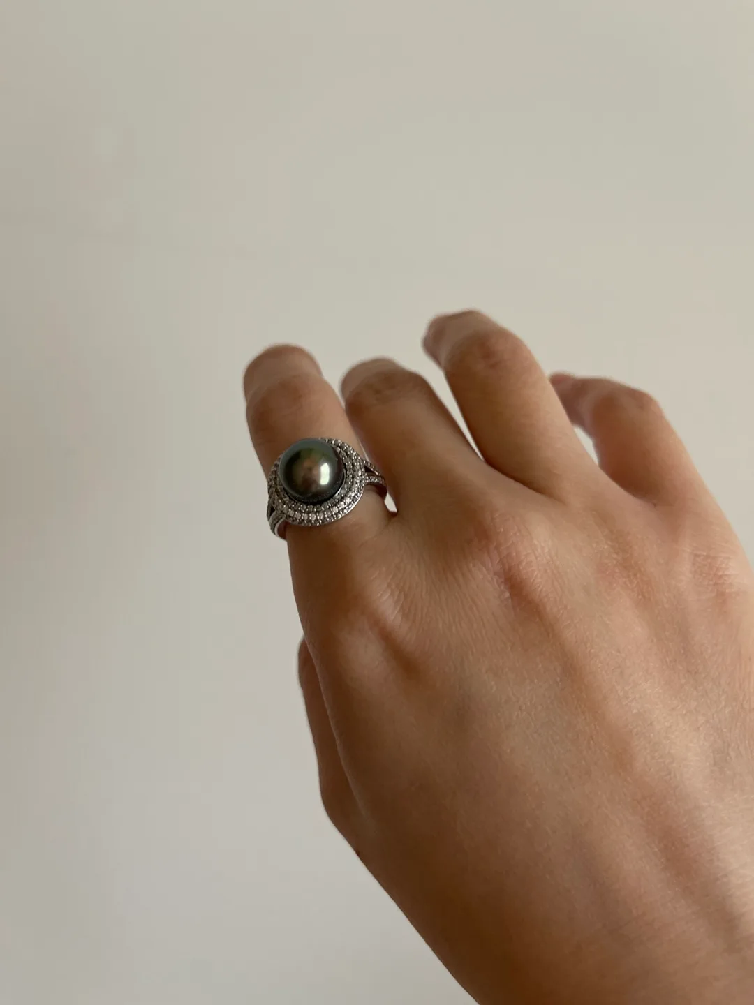 Elegant Tahitian Black Pearl CZ Silver Ring 🏈 image indicator(8)