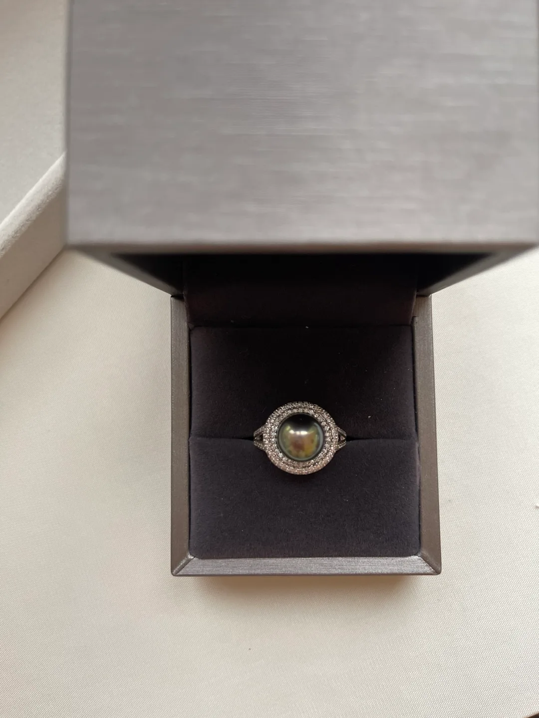 Elegant Tahitian Black Pearl CZ Silver Ring 🏈 image indicator(10)