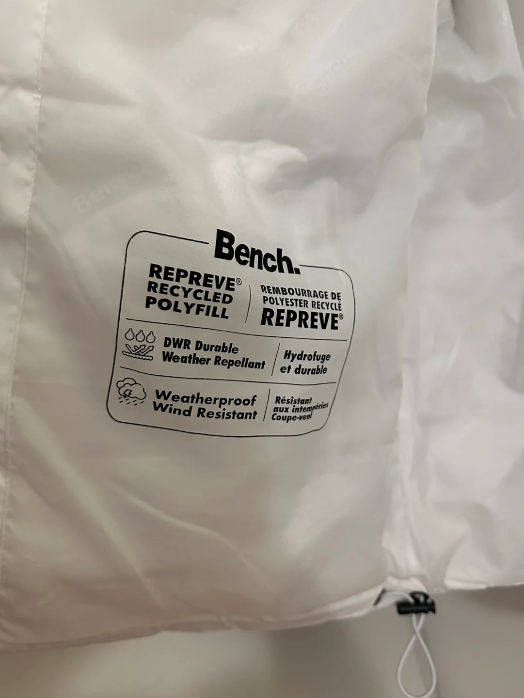 Bench. Women's White and Black Puffer Jacket - Size Medium image indicator(4)