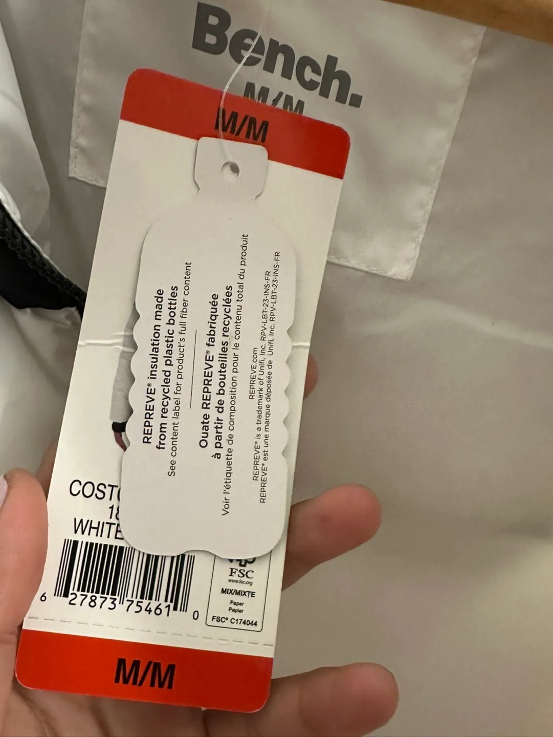 Bench. Women's White and Black Puffer Jacket - Size Medium image indicator(5)