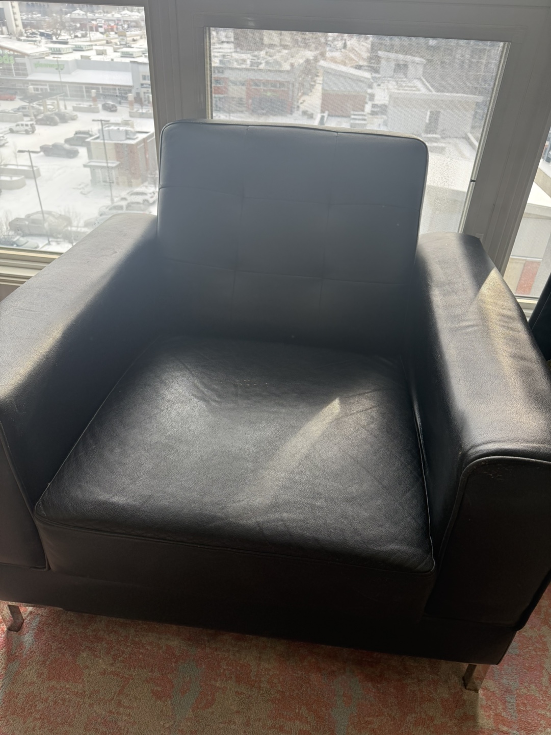 Cream Leather Sofa & Black Leather Armchair - photo 2