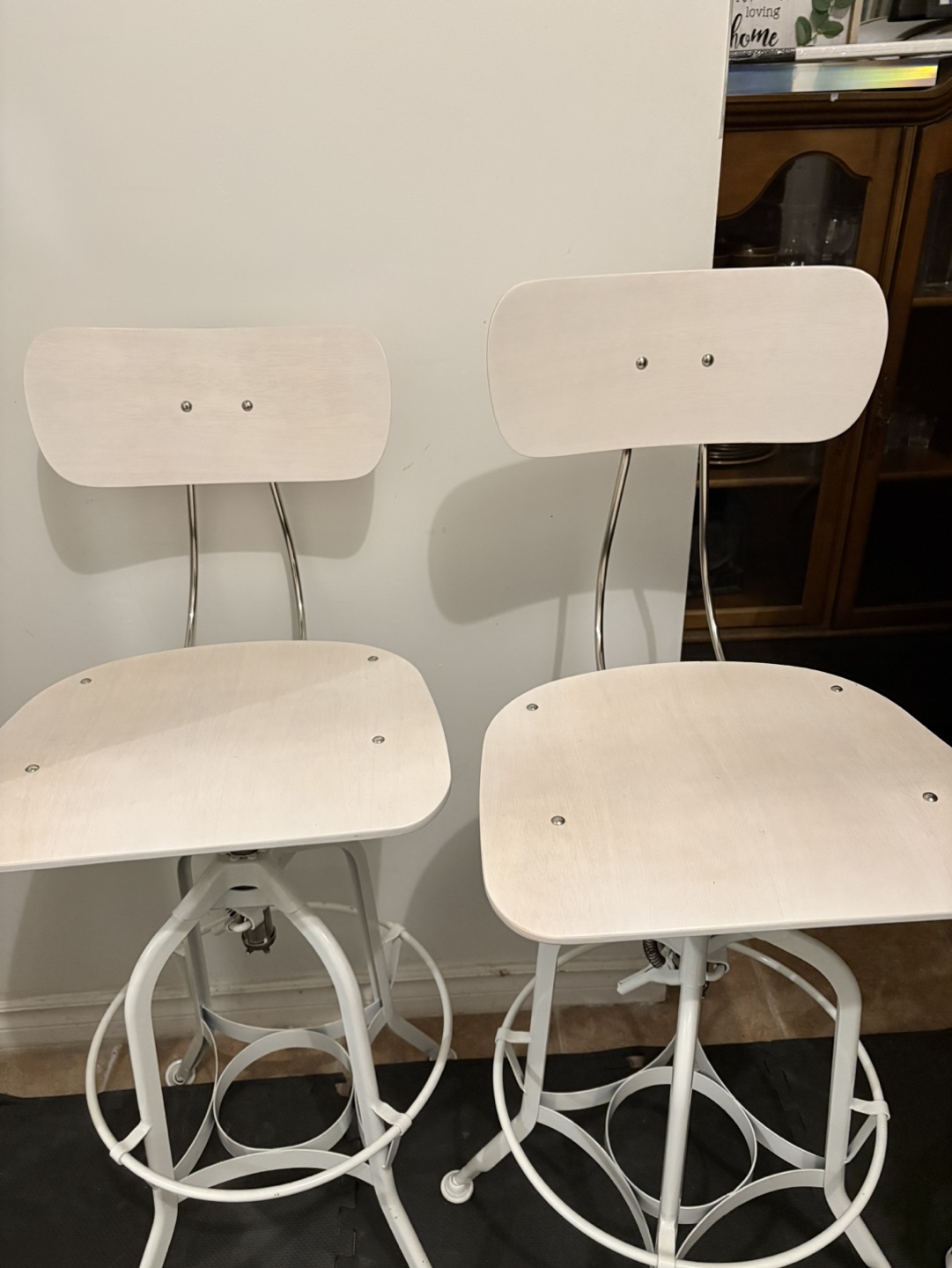 Pair of White Industrial Bar Stools - photo 4