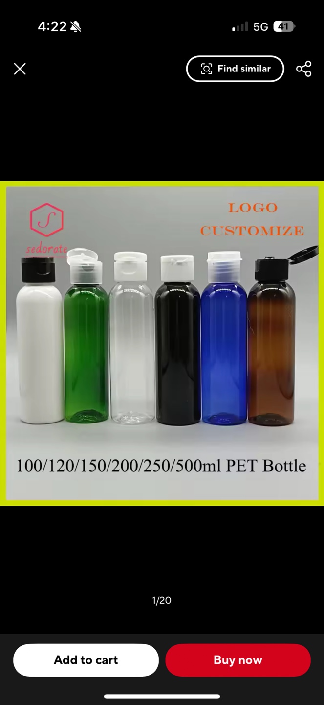 50pcs 200ml Empty PET Plastic Bottles with Flip Top Caps