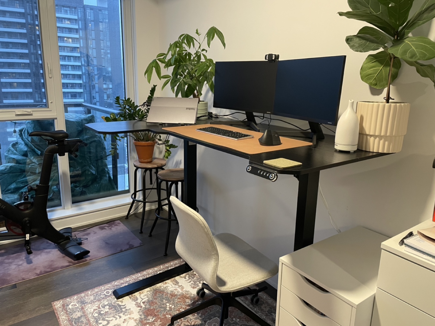 Black Electric Standing Desk with L-Shaped Extension - photo 2