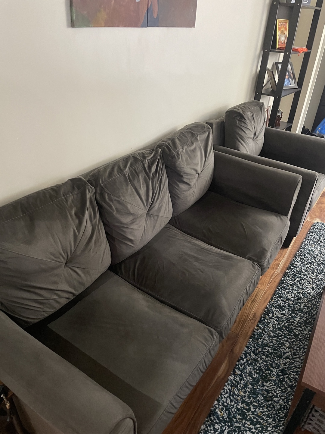 Dark Grey Sofa Set - Loveseat, Sofa & Armchair