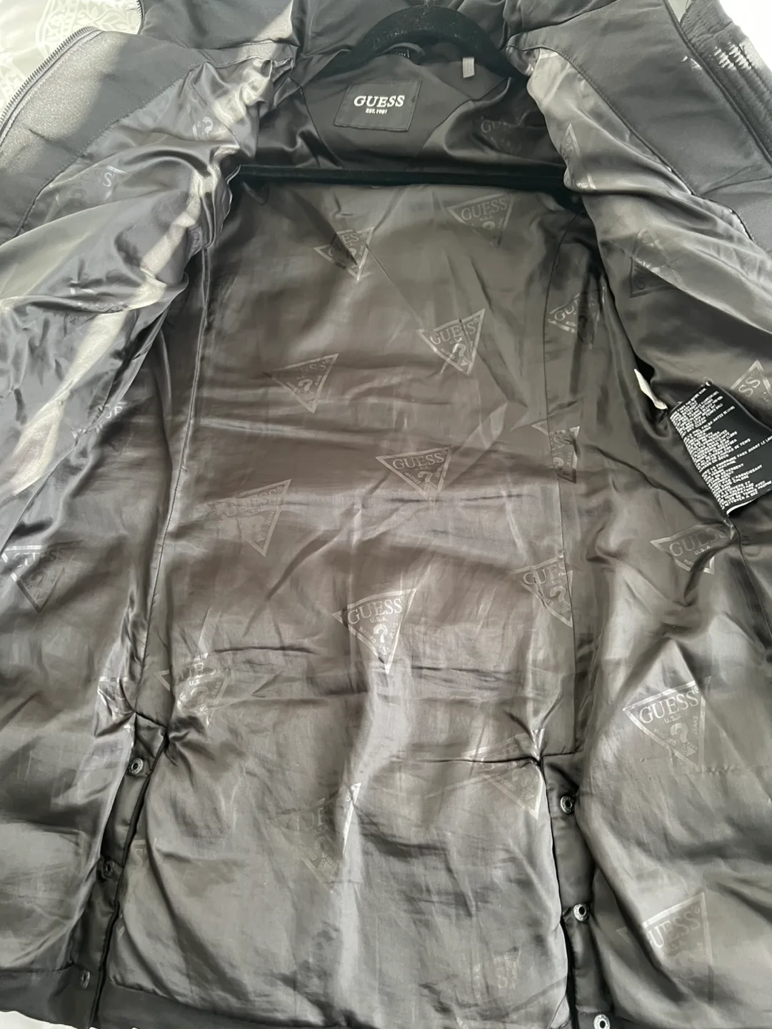 New Guess Women's Black Puffer Jacket with Faux Fur Hood image indicator(6)