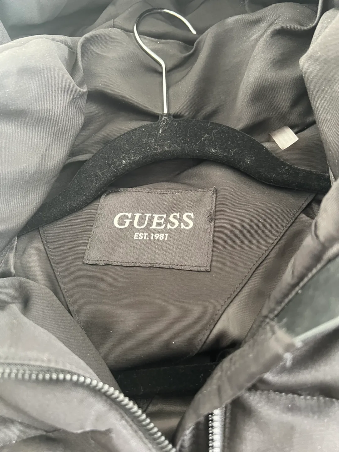 New Guess Women's Black Puffer Jacket with Faux Fur Hood image indicator(3)