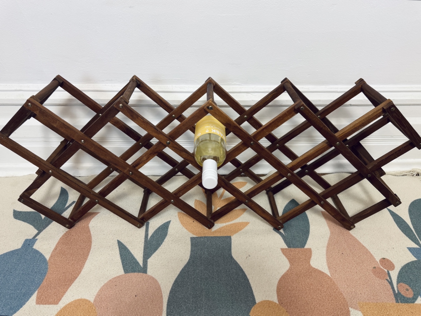 Vintage Foldable Wooden Wine Rack - photo 3