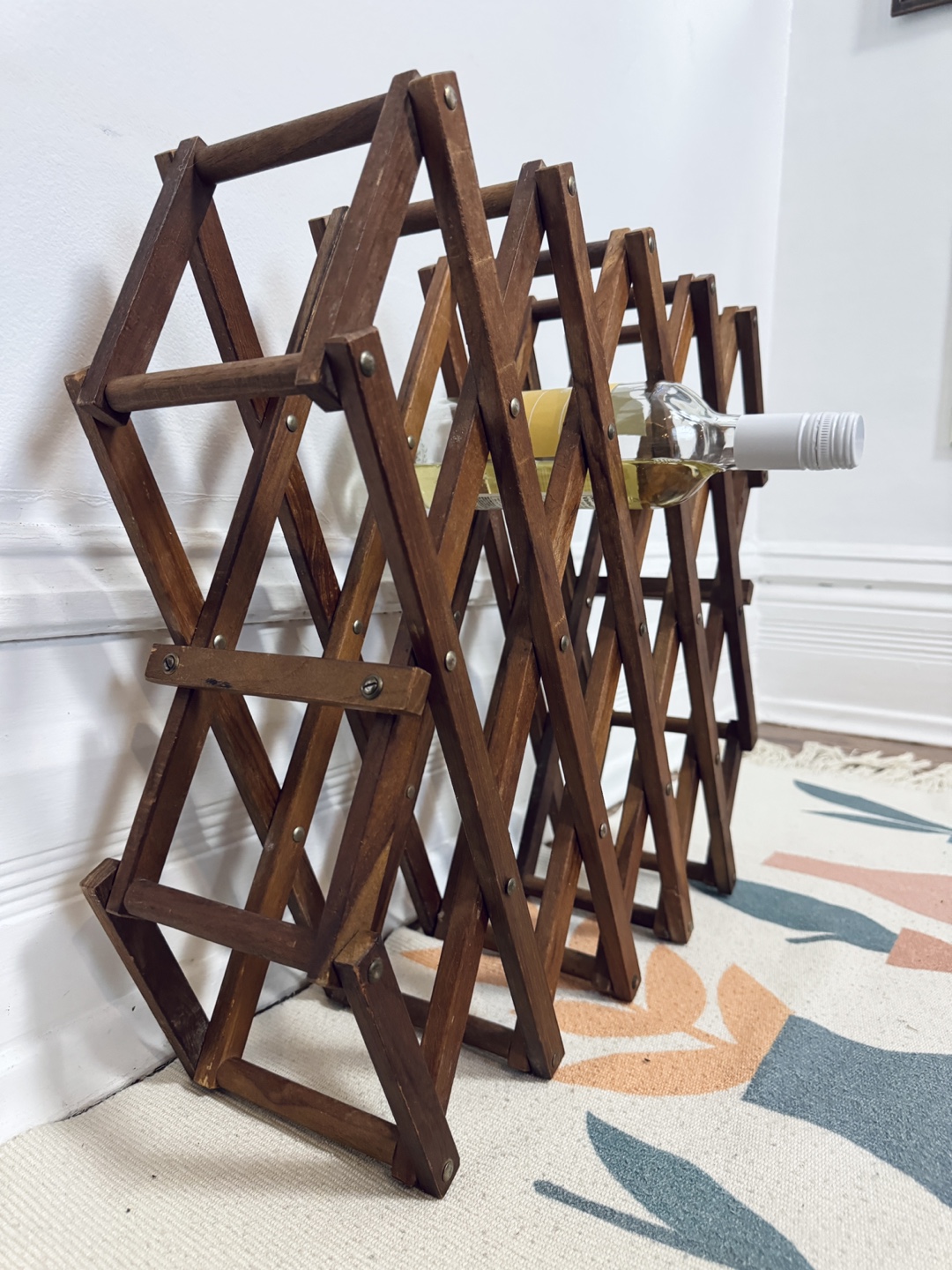 Vintage Foldable Wooden Wine Rack - photo 5