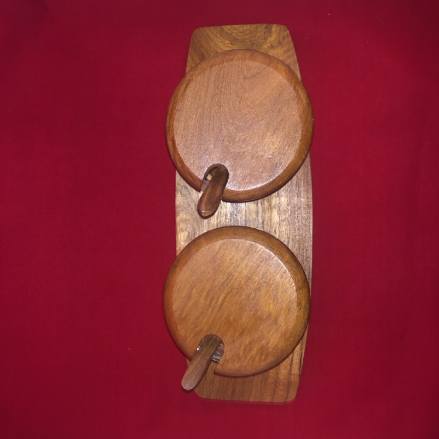 Mid-Century Modern Wooden Condiment Set with Glass Jars - photo 5