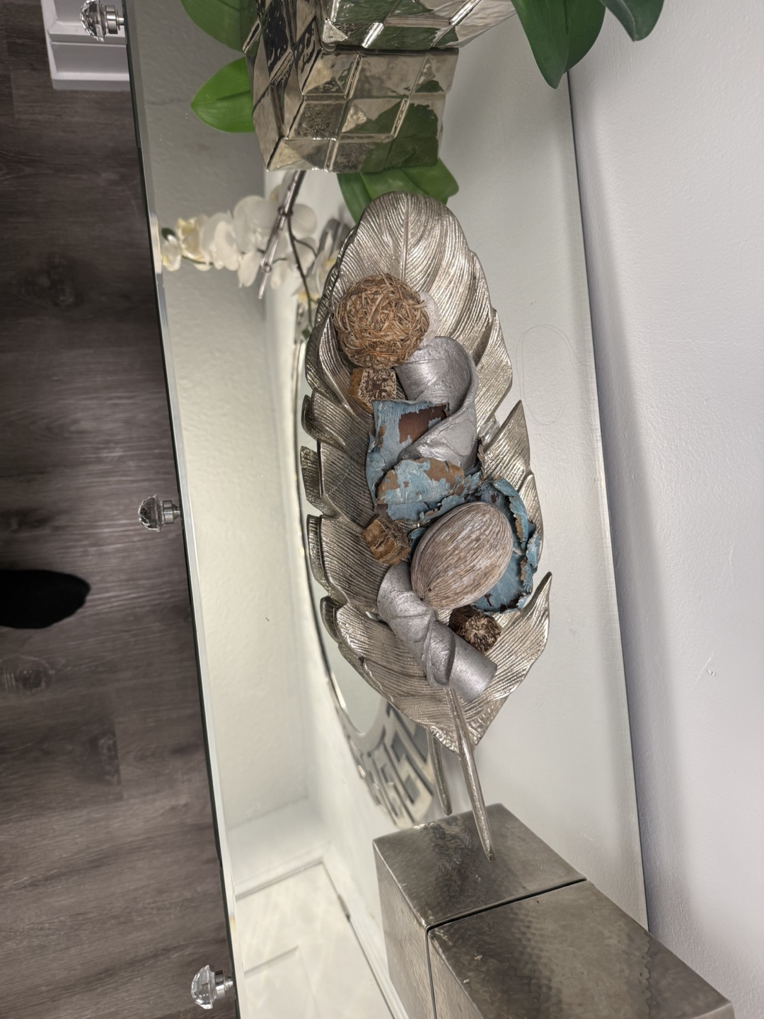 Silver Leaf Decorative Tray with Potpourri - photo 2