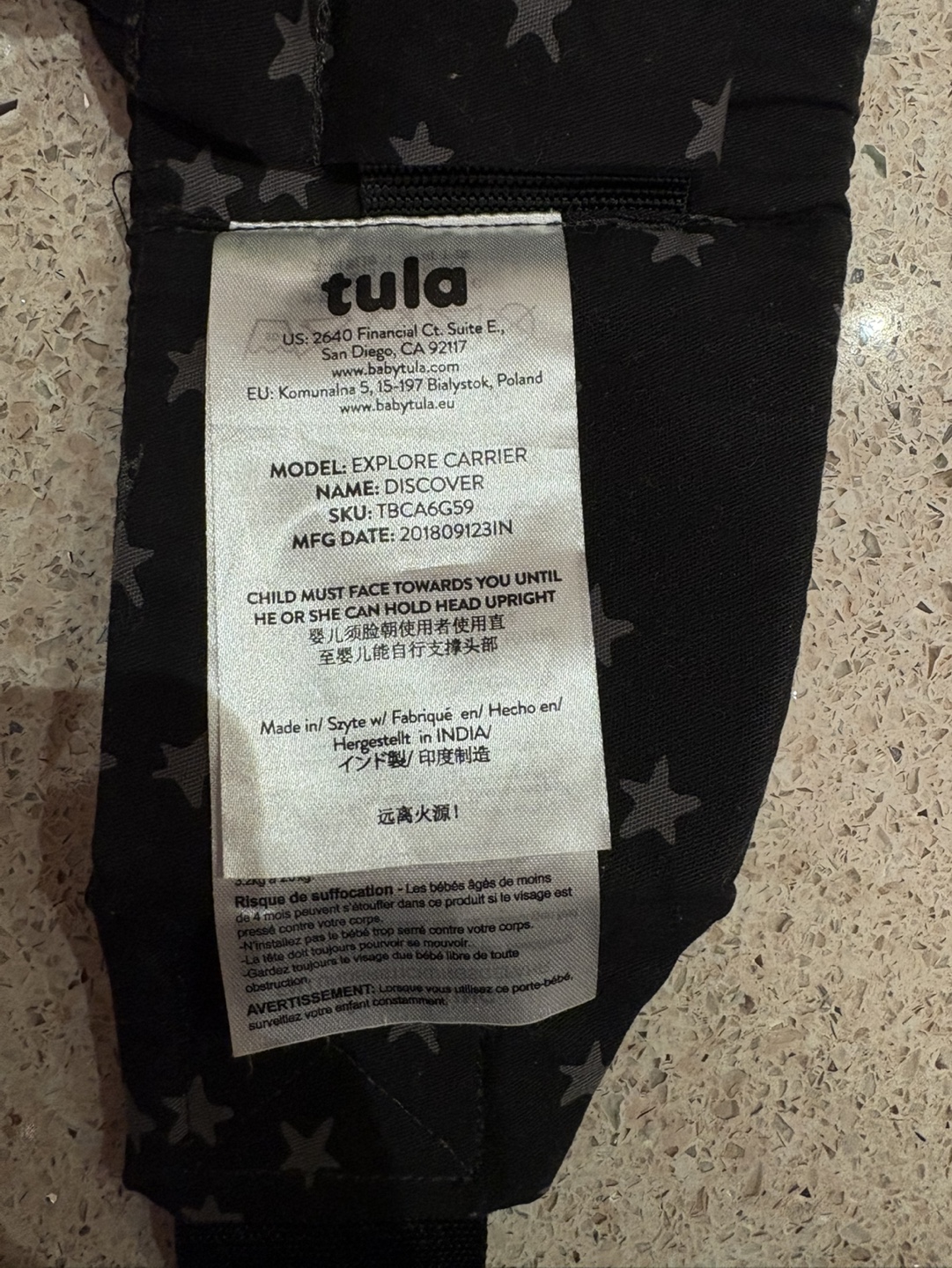 Tula Baby Carrier - Explore Discover - Black Star Print - photo 3