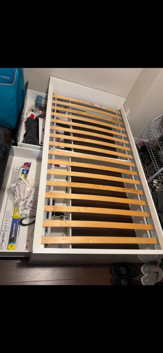 IKEA MALM White Twin Bed Frame with 2 Drawers image indicator(2)